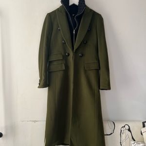 VERONICA BEARD Voyager Green Wool Coat with Knit Dickey 8